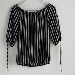 Striped off the shoulder black and white top